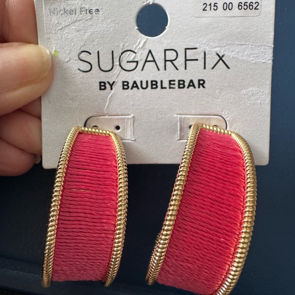 NWT Sugarfix by Bauble Bar Pink Hoop Earrings